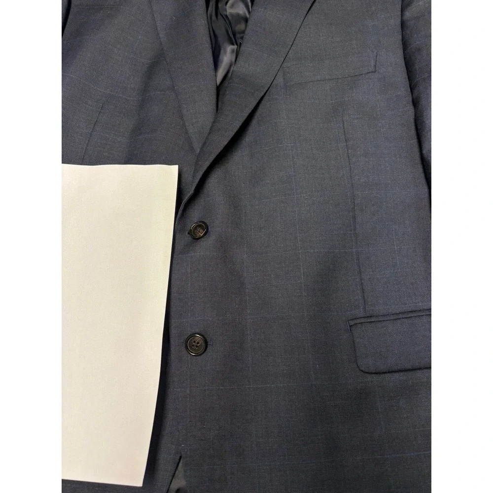 Lauren Ralph Lauren Mens 48R Wool Suit‎ Jacket Navy Blue Windowpane Blazer